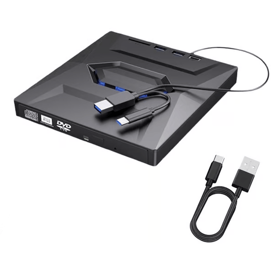 Laptop DVD Player USB C 3.0 Portable CD Burner with SD/TF Card Slot & 4 USB Ports Compatible with Mac, Windows, Linux